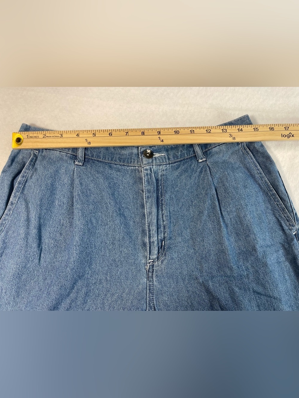 Ellos Wide Leg Chambray Culotte Jeans Elastic Back Size 10 Cropped - Picture 11 of 11
